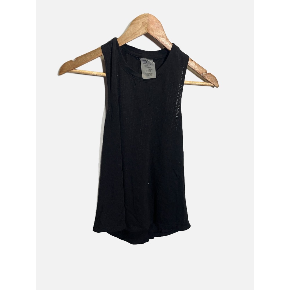 DYI Performance Tank Top Womens Medium Black Tie Back Burnout Yoga Pure Barre